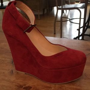 Suede Red platform heels